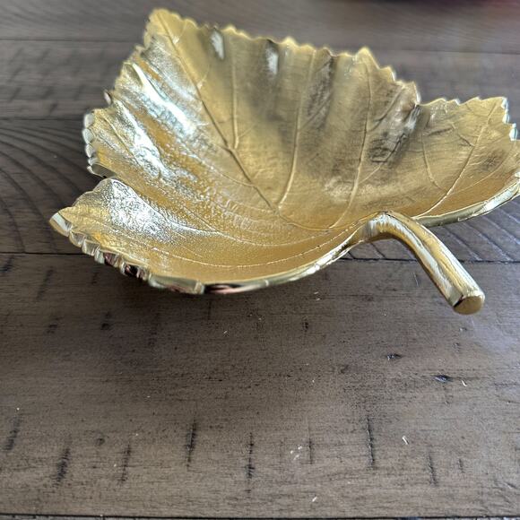Gold Leaf Trinket Dish Plate Platter - Picture 2 of 4